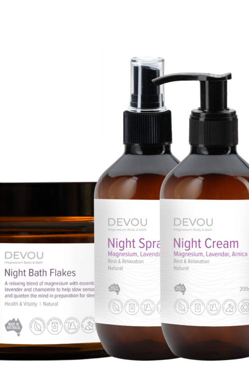 DEVOU-Night-Cream-Spray-200ml-Magnesium-flakes-bundle